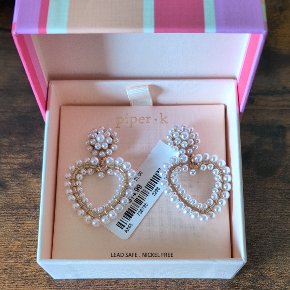 Piper K Pearl Heart Earrings